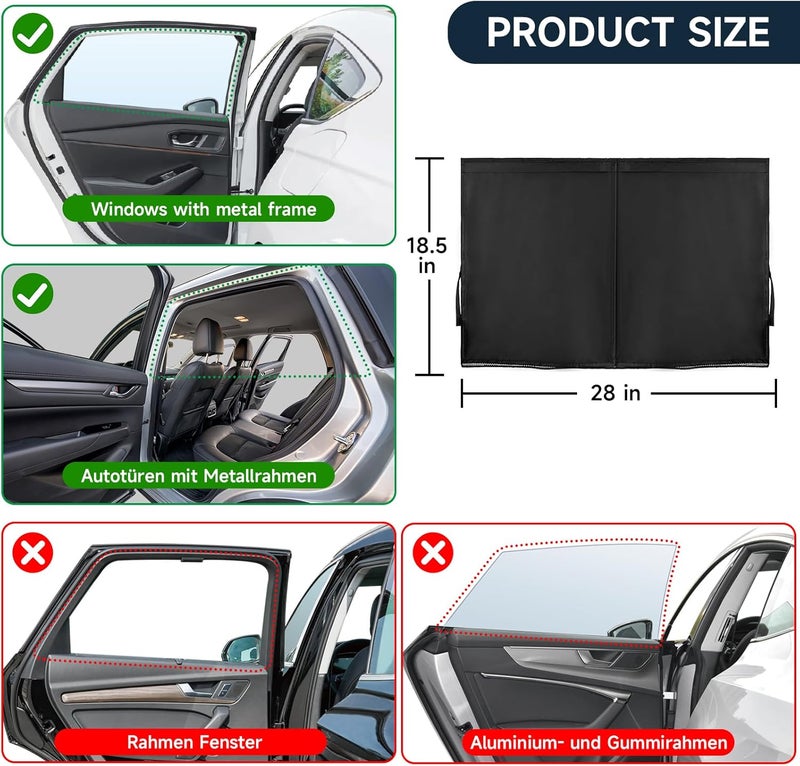 LSTRAGY Car Window Shades for Baby, Side Window Sun Shades Blocks Heat and UV Rays Glare,Magnetic Car Privacy Safe Curtains for Back Windows, Camping Accessories - Image 4